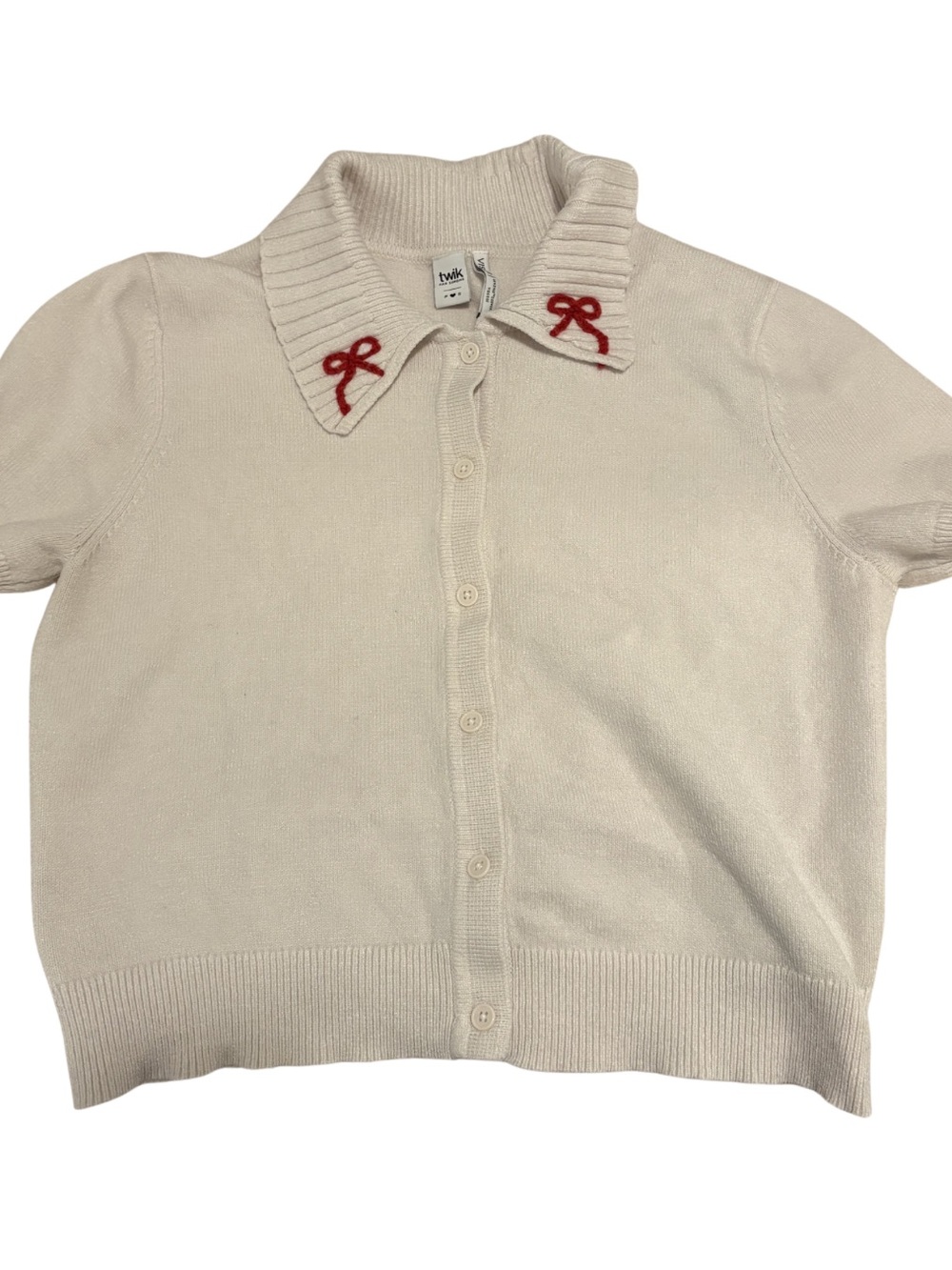 Simons Twik cottagecore short-sleeved coquette cardigan